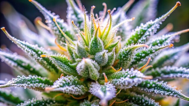 Extreme close-up macro shot of cannabis trichome stacked focus