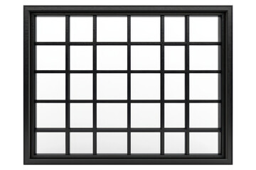 A black window with white frames isolated on transparent or white background, png