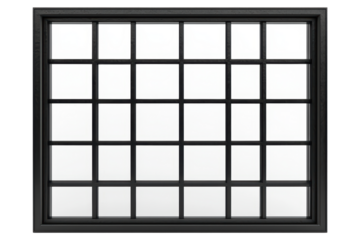 A black window with white frames isolated on transparent or white background, png