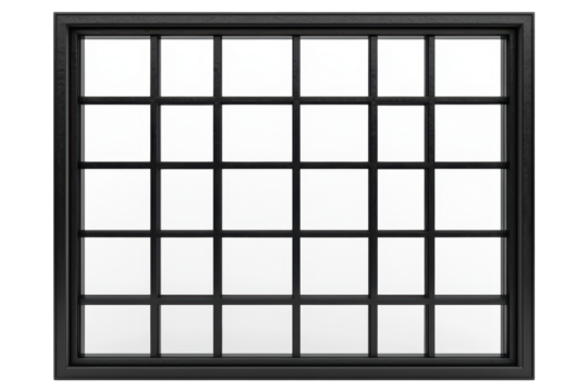 A black window with white frames isolated on transparent or white background, png - Powered by Adobe