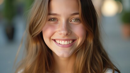 Obraz premium A young girl smiles for the camera