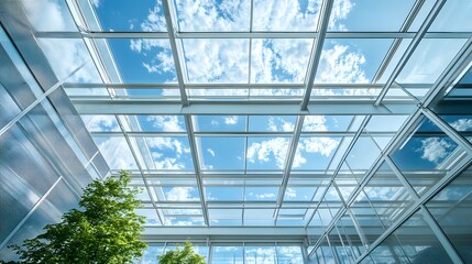 Factory using transparent panels for natural light, reducing electricity consumption for daytime lighting