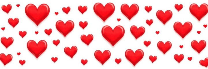 Red heart icons in various styles and sizes for Valentine's Day or love-themed design projects, love, vector