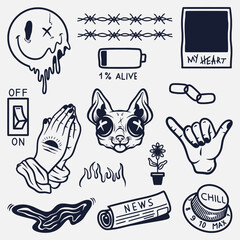 collection of hand drawn street retro elements