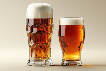 Two Glasses of Beer on Neutral Background for food and drink