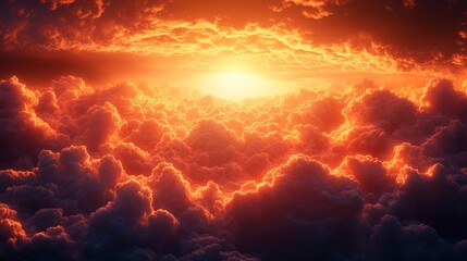 Fototapeta premium The sky is filled with clouds and the sun is shining brightly through them