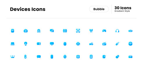 Devices icon set. device, technology, phone, computer, web, smartphone, internet, laptop, business, electronic. Vector gradient fill icon illustration
