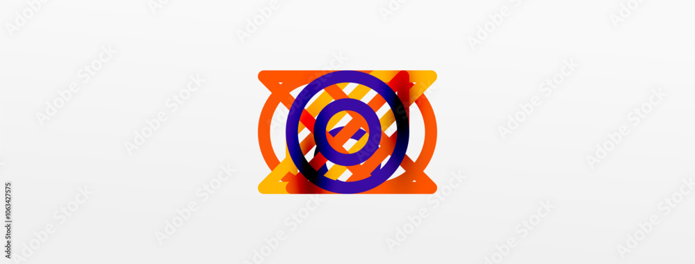 Poster abstract background - colorful circle lines technology or business digital template