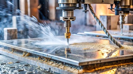 Fototapeta premium High pressure water jet cutting granite or marble macro