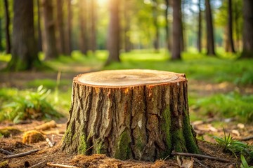 Fototapeta premium Leading lines of timber tree stump wood cutting in conceptual environment