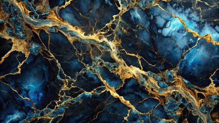 luxurious black blue and gold marble background close-up