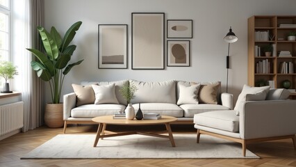 3d rendering of a modern living room