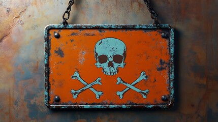 Rusty Sign with Skull and Crossbones