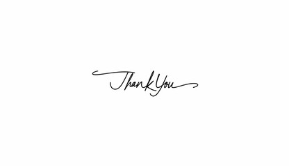Thank You calligraphy inscription on a minimalistic white background for stationery design
