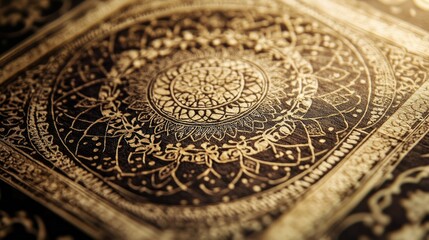 Naklejka premium Intricate Gold Pattern Design on Dark Background