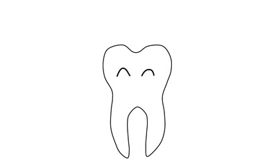 Smiling white tooth icon isolated on transparent background