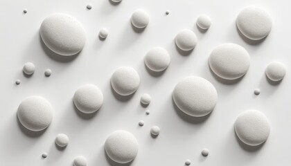 Yeast cells depicted in minimalistic white design on a bright background for artistic and scientific use