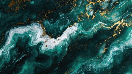Organic marble with emerald and gold tones, white veins running through for a sophisticated look