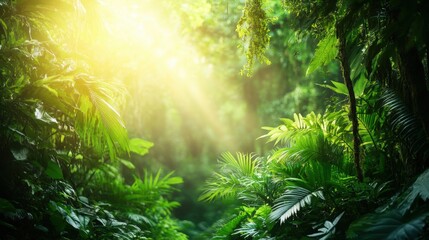 Fototapeta premium Sunlight Through Lush Rainforest Canopy