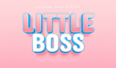 Little boss editable vector text effect with minimalist pink cute concept