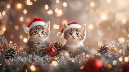 A Cute Kitten Celebrating the Magic of a Joyful Christmas Party