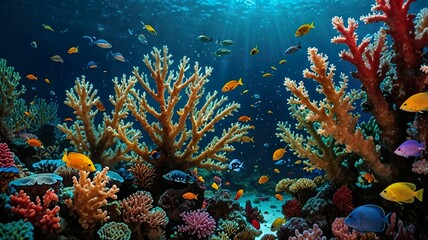 Fototapeta premium coral reef and fishes