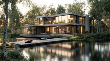 Obraz premium An elegant eco-conscious modern home with open floor plans