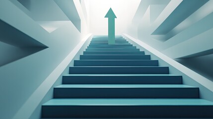 Fototapeta premium Ascending Steps with Arrow Symbolizing Progress