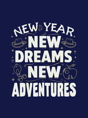new year typography t shirt design, vector