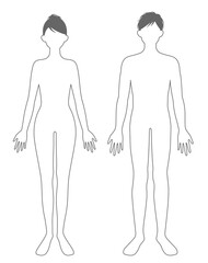 女性と男性　線画　全身