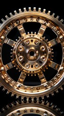 Obraz premium Golden Cogwheel on Black Background
