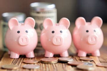 Piggy Banks and Coins.