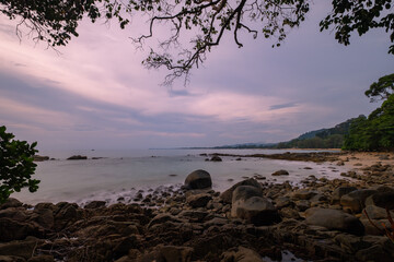 Beautiful sunset time near the beach at Khao Lake national park, Thailand