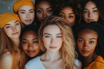 Obraz premium Diverse group of models posing together for fashion campaign