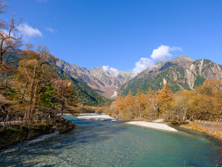 秋の上高地と穗高岳  日本 長野県