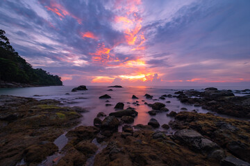 Fototapeta premium Beautiful sunset time near the beach at Khao Lake national park, Thailand