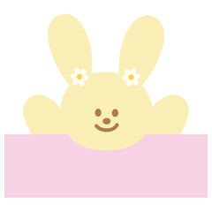Cute illustration of bunny name tag for decoration, sign, symbol, print, label, sticker, animal, pet shop, vet, rabbit cartoon, happy easter, pet lover, patches, brooch, ad template, zoo, souvenir