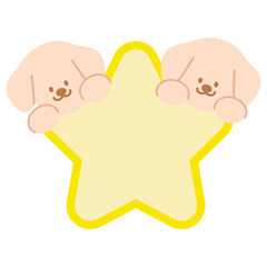 Cute illustration of puppies star name tag for decoration, sign, symbol, print, label, sticker, animal, pet shop, vet, adopt and rescue animals, dog cartoon, pet lover, patches, brooch, ad template