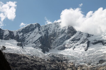 The view of the Andean mountains covered in snow