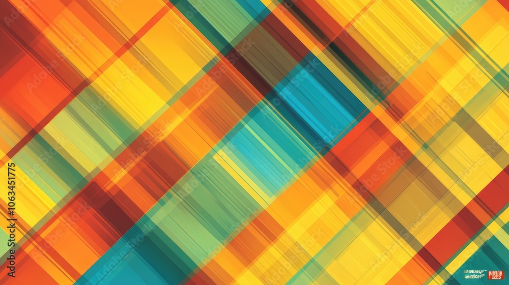 Poster A background filled with colorful diagonal stripes and angular shapes, representing abstract dynamism and movement.