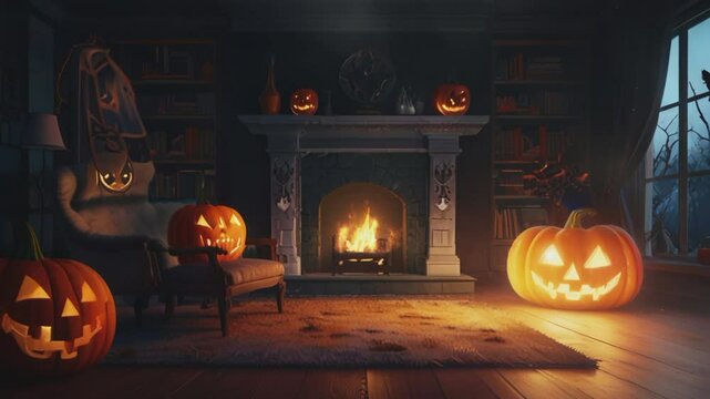 Helowen Night, 4K seamless looping virtual video animation background