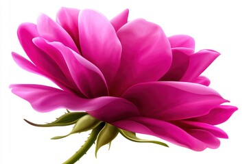 Realistic Pink Rose Flower Clipart Element White Background