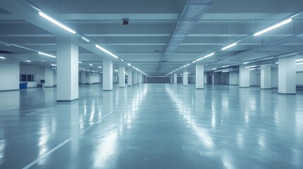 Fototapeta premium Spacious and Empty Indoor Parking Area