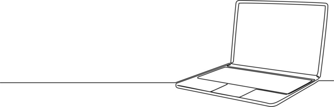 recommend clip art: continuous single line drawing of laptop computer, line art vector illustration