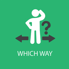 Man best decision icon making right choice person in confuse business direction crossroad 