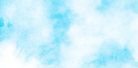 Grunge tint light blue watercolor abstract background, Aquarelle paint paper textured, blue sky with clouds,  Sky Nature Landscape Background, sky background with white fluffy clouds.