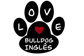 Vector of a dog paw print with a red heart and the text 