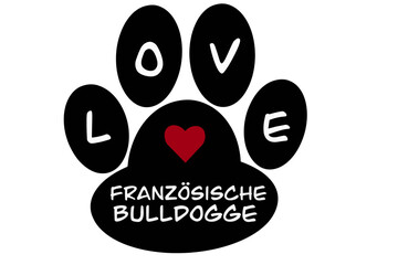 Vector of a dog paw print with the word "französische bulldogge" inscribed inside
