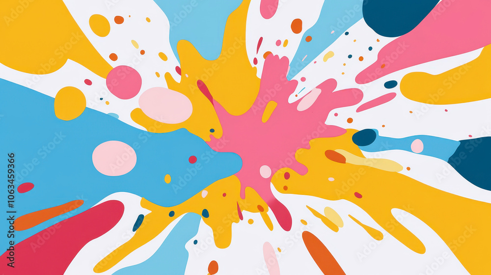 Wall mural colorful pop art style explosion with dynamic shapes and splashes