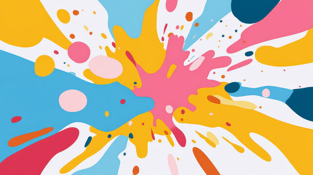 Fototapeta Colorful pop art style explosion with dynamic shapes and splashes